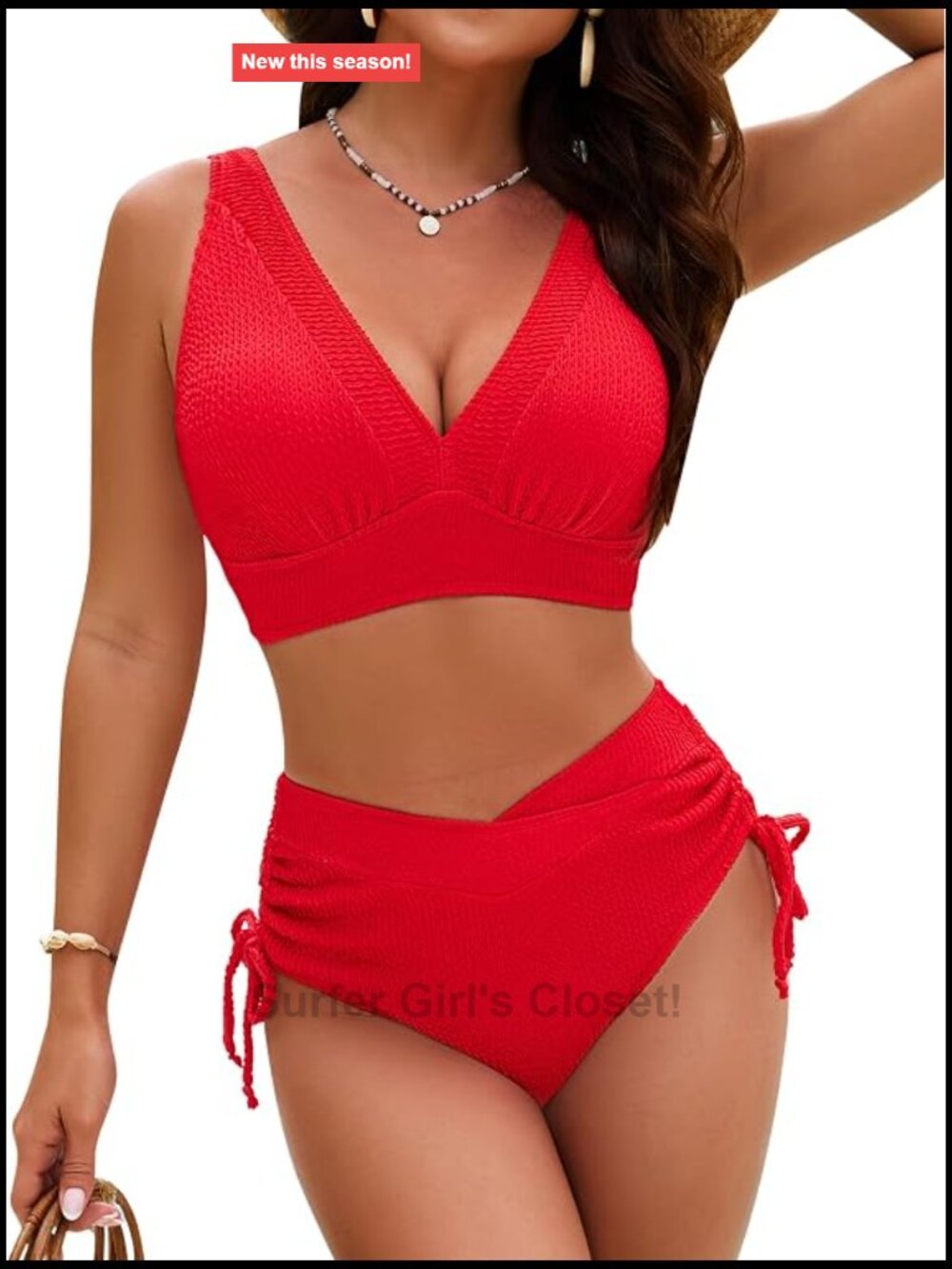 High Waisted Bikini Sets Two Piece Swimsuits Tummy Control Drawstring Swimwear - Picture 1 of 7